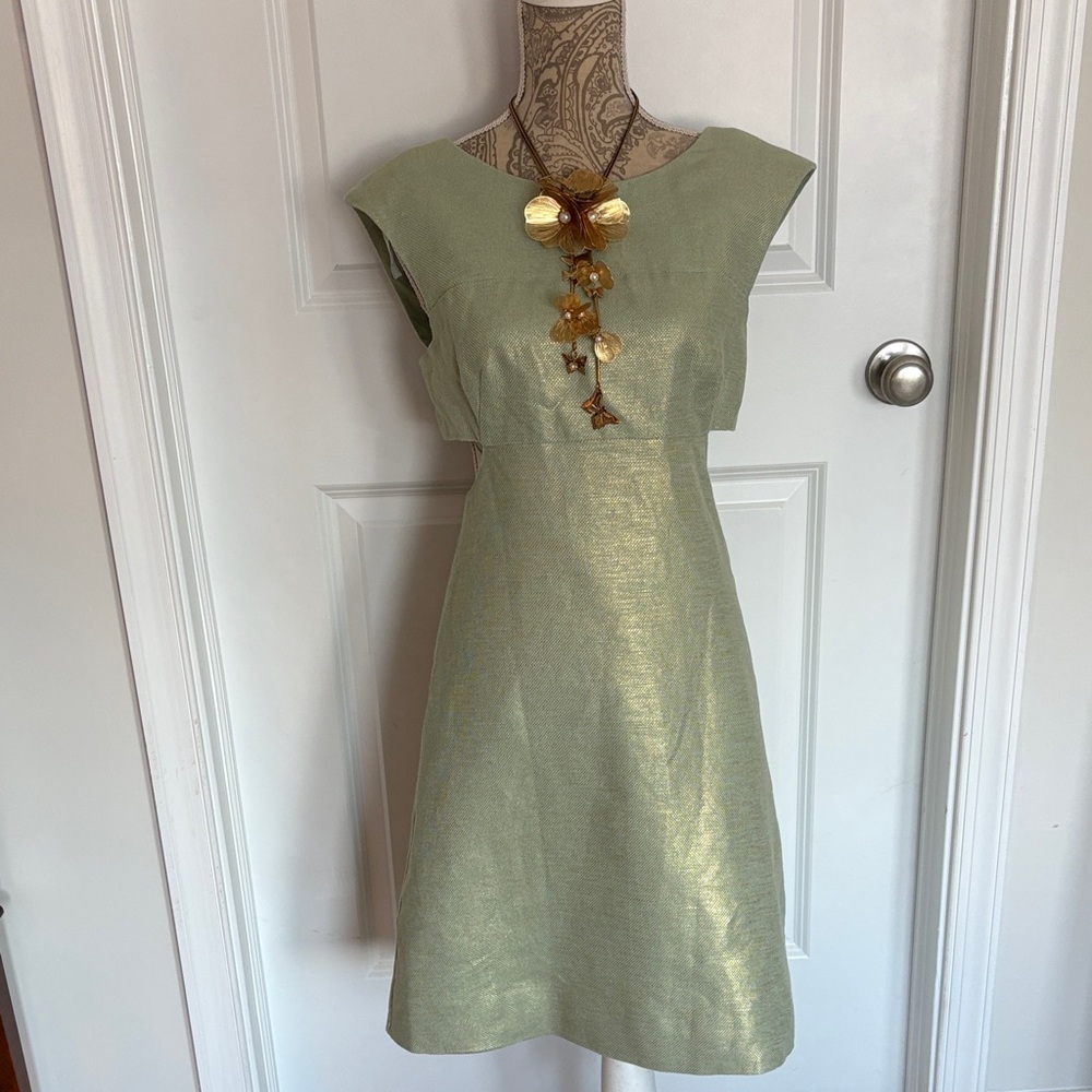 Maeve Shimmering Gold Midi Dress